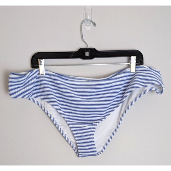 J.Crew BF210 Blue & White Striped Textured Bikini Bottom Resort Vacation SZ 3X - Picture 1 of 10